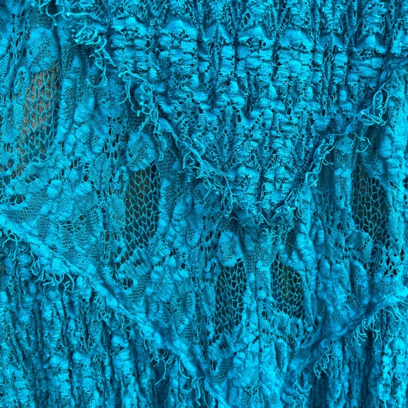 RARE Nightcap Clothing x Free People Teal Lace Maxi Dress Sz 2 | Boho Festival - Picture 13 of 14